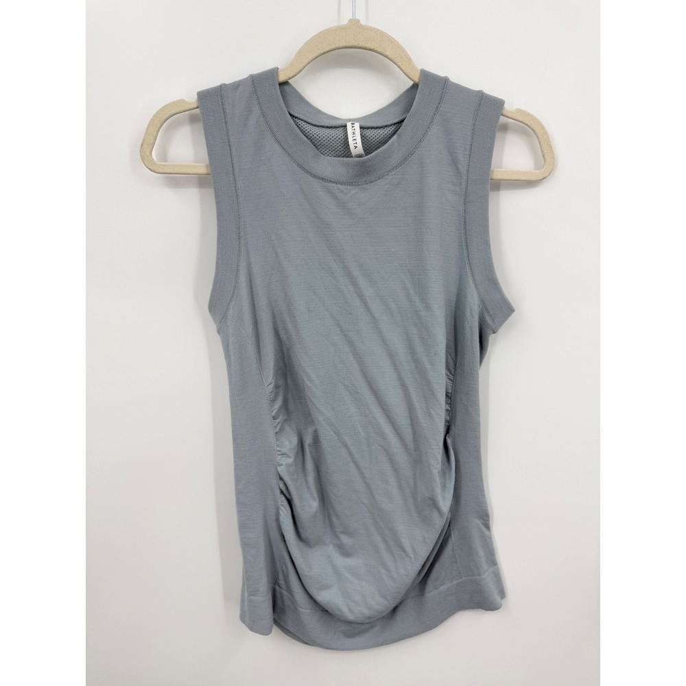 Athletica Run Free Tank Top Womens Large Blue Wool Blend Mesh Ventilated Active
